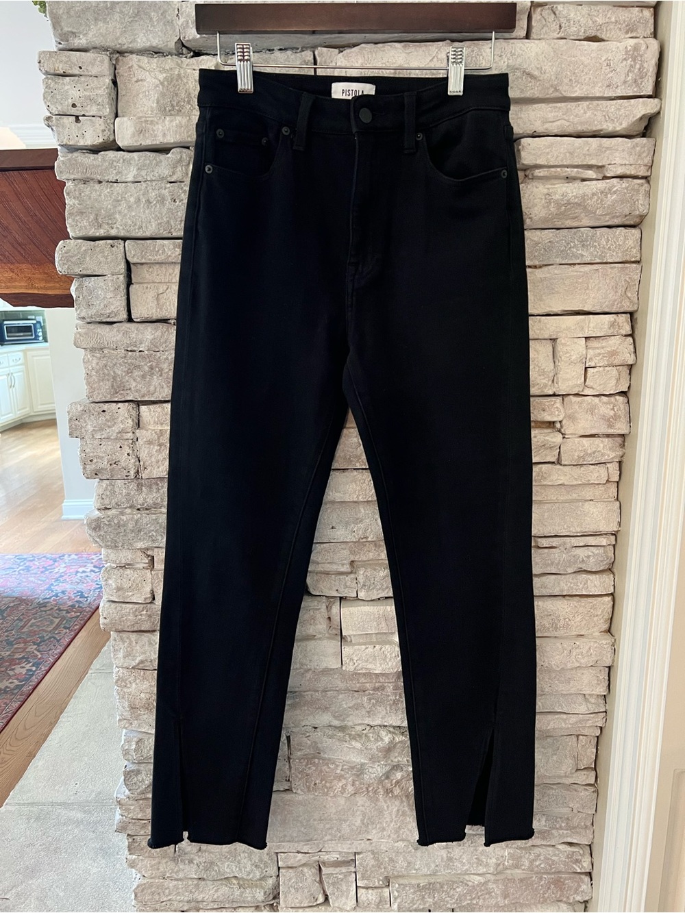 Pistola Black High-Rise Ankle Jeans with Front Slits